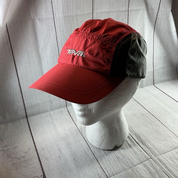 Teva Red Black Gray Outdoor Biker Runner Adjustable Hat Cap - Picture 1 of 16